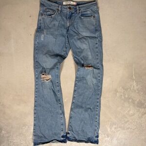 Levis 518 Superlow Bootcut Jeans Womens 9M Blue Distressed Low Rise Denim 30x31